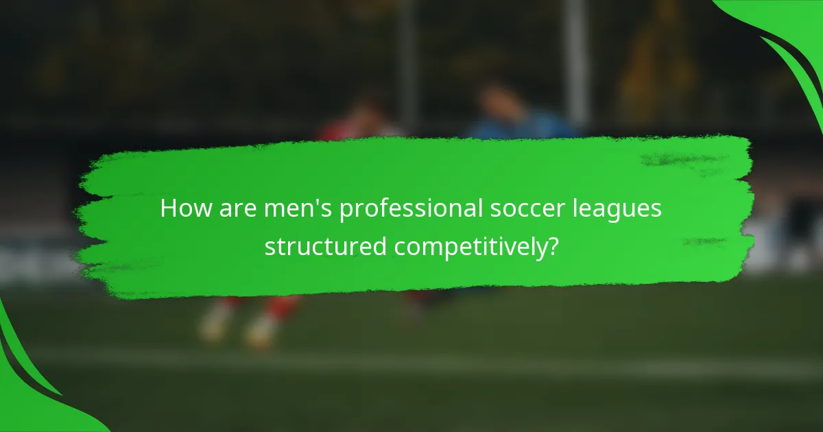 How are men's professional soccer leagues structured competitively?