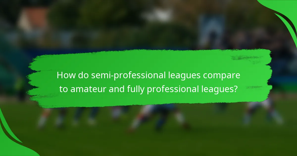 How do semi-professional leagues compare to amateur and fully professional leagues?