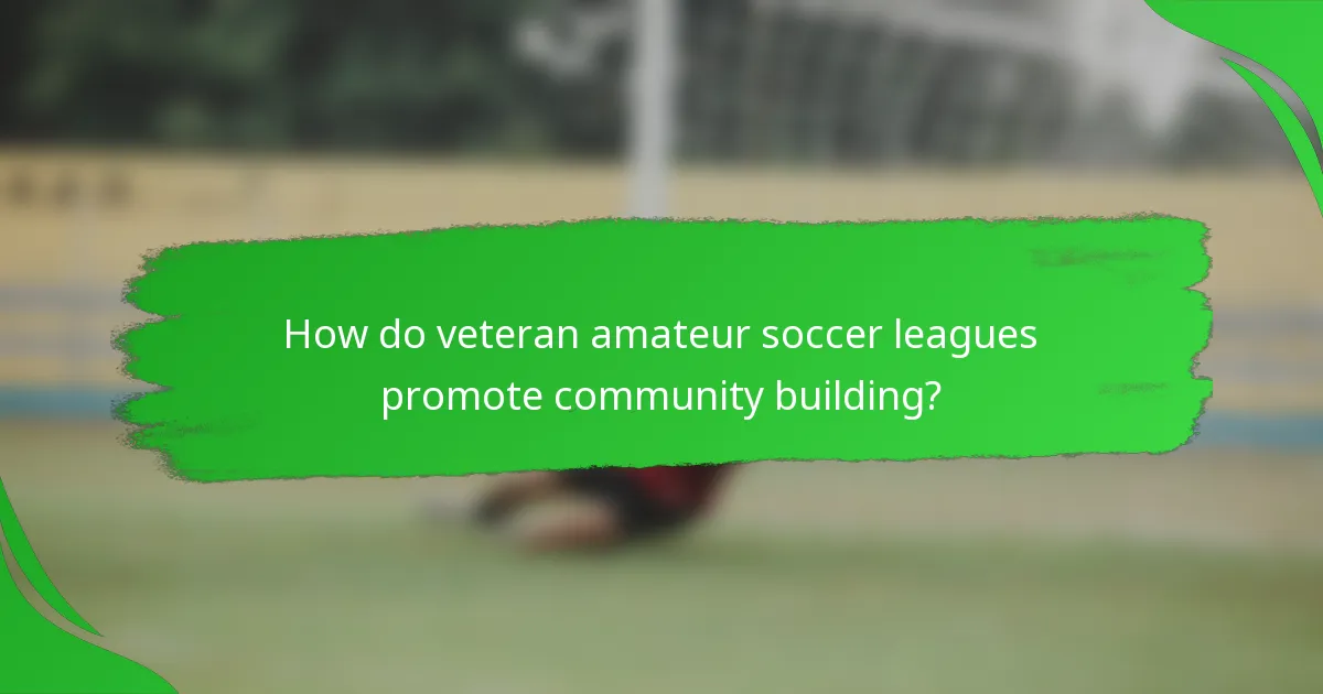 How do veteran amateur soccer leagues promote community building?
