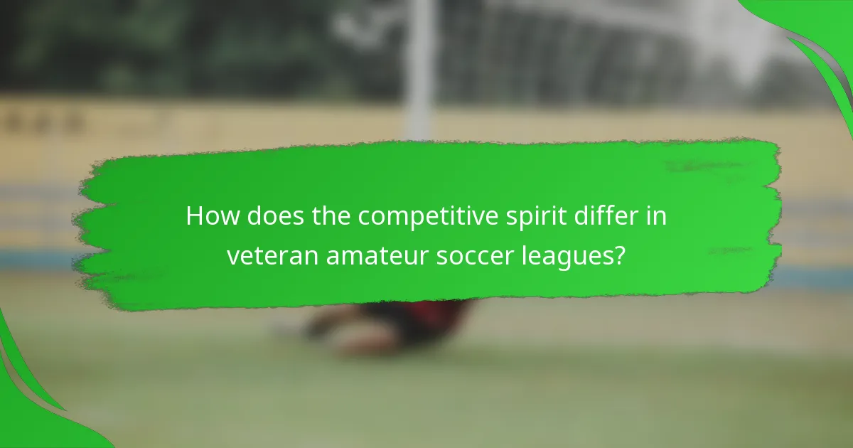 How does the competitive spirit differ in veteran amateur soccer leagues?