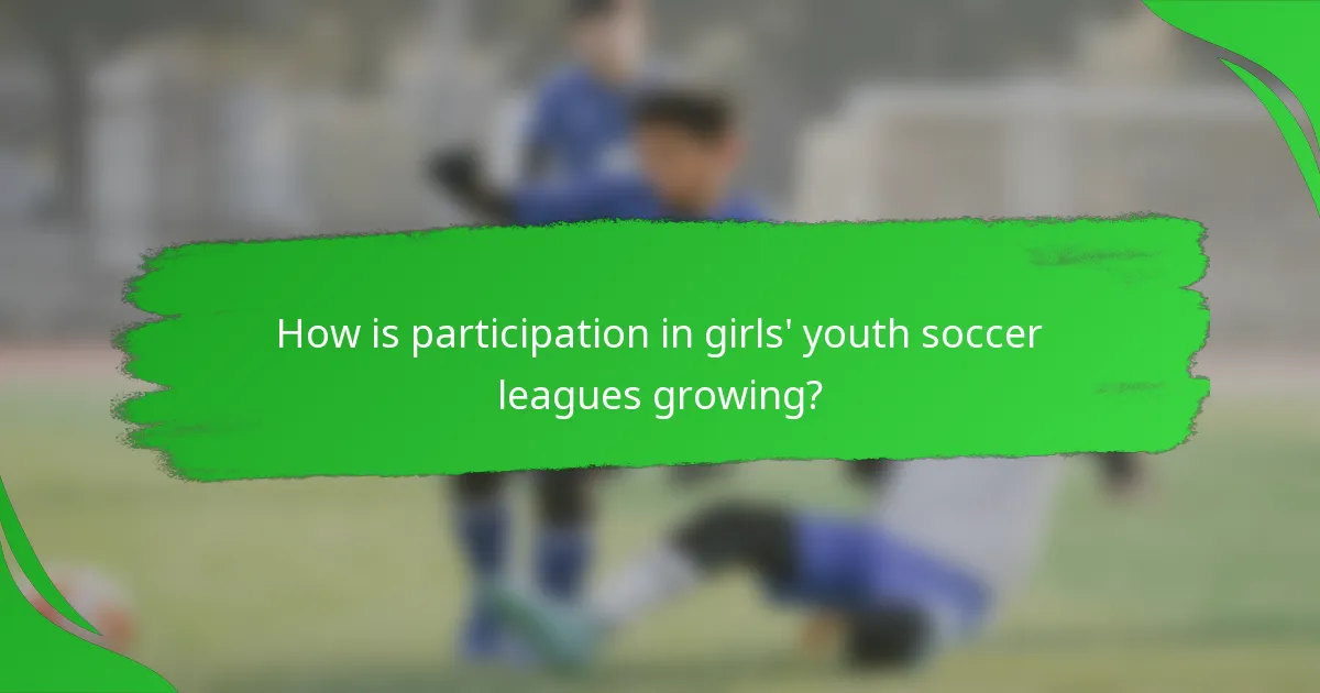 How is participation in girls' youth soccer leagues growing?