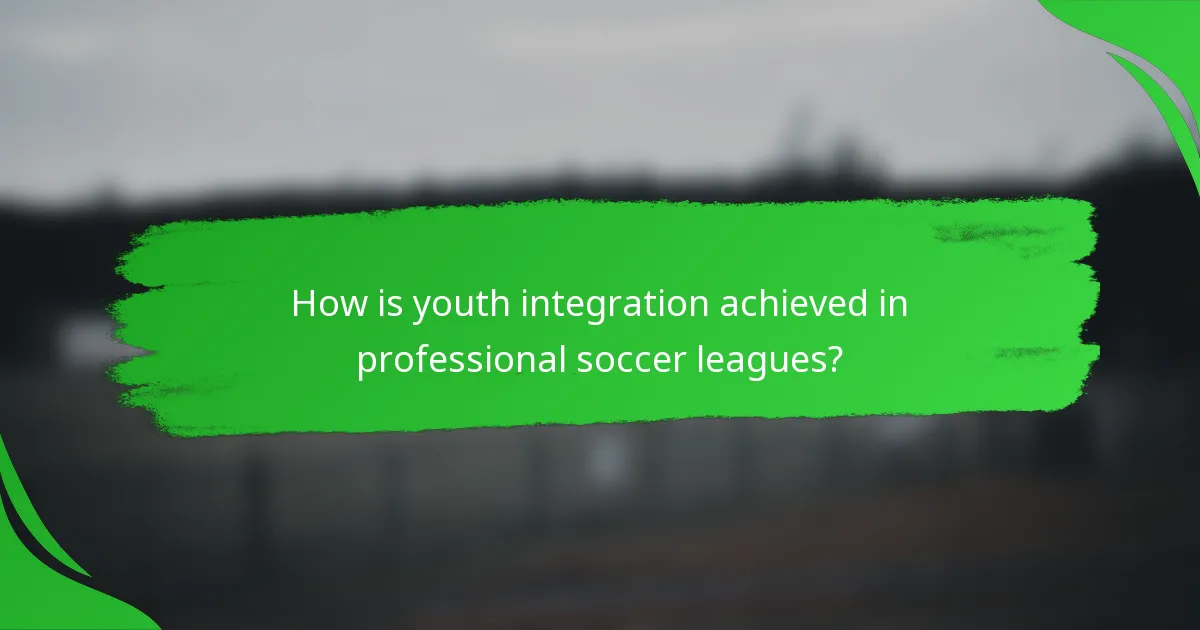 How is youth integration achieved in professional soccer leagues?