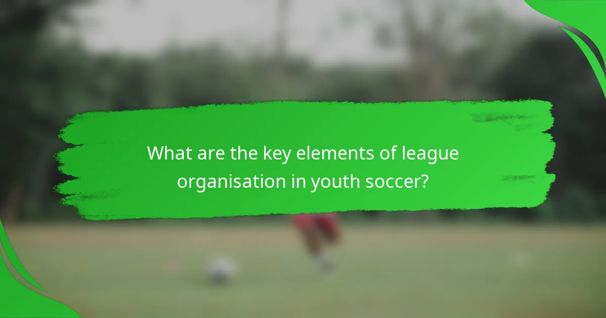 What are the key elements of league organisation in youth soccer?